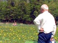 Innocent Teen Rides A Horny Blackmailing Grandpa Outdoor