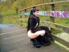 Skinny Goth Pissing In Public Of Tattooed English Amateur Fl...