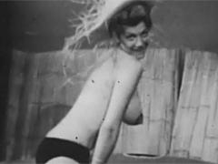 A Very Horny Vintage Stripper Wearing A Straw Hat Posing