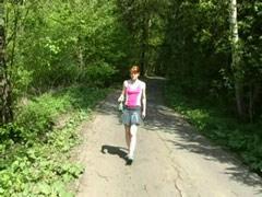 Adorable Redhead Tinkles On Deserted Country Road