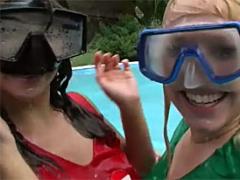 Two Teenagers Taking A Dirty Muff Dive Together Outdoor