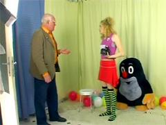 Horny Grandpa Tricks A Blonde Teenie Into A Good Fucking