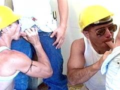 Contructions Workers In Hard Hats Pleasing Homo Police Offic...