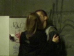 Young Couple Spied Outdoors