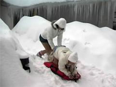 Two Teenage Winter Queens Toying Eachothers Tight Pussy