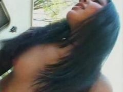 Smooth Dark-Haired Latina Chick Riding On Top Of Meaty Penis...