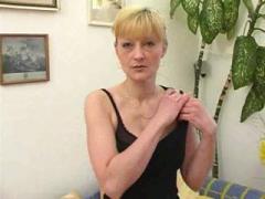 Blonde Granny Gives Her Fuzzy Slit A Good Workout