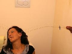 MILF Fucked And Pissed Through The Gloryhole