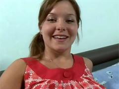 Cute Brunette Girl Sucking Jimslip His Stiff Cock POV Style