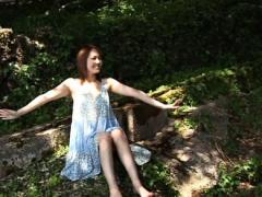 Yukari Goto Asian In Short Jeans Skirt Loves Playing In Nature