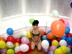 Yuko Ogura Asian Is Happy To Be Surrounded By Colorful Balloons