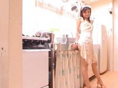 Yuko Ogura Asian In Fishnet Stockings And Bonnet Makes Dinner