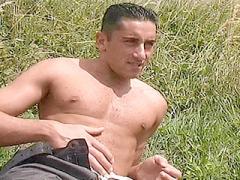 Buff Latino Homo Stripping Outdoors To Pump His Hard Cock Me...