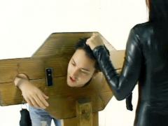 Nasty Victoria Sinn Restrains Her Slave To A Wooden Torture ...