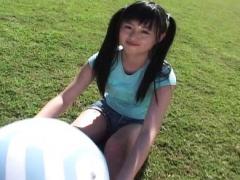 Moe Kirimura Asian In Short Jeans Plays With Huge Ball On Grass