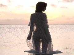 Aki Hoshino Asian In Long Lace Dress Is Like Goddess In Water