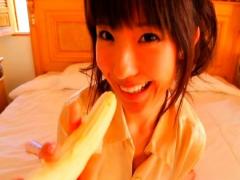 Shiori Kawana Asian Fondles Her Fine Boobs And Enjoys Banana