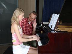 Petite Blonde Teenie Fucking A Senior After Piano Class