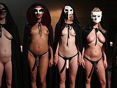 Maitresse Madeline With Masked Femdom Friends Milking Bdsm S...