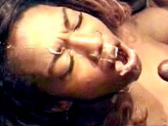 Ebony Slut With Nose Piercing Deep Throats A Cum-Bursting Eb...