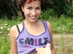 Fondling Her Small Teenage Boobs And Damp Snatch Outdoors