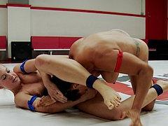 Cheyenne Jewel And Izamar In Competitive Naked Lesbian Wrest...