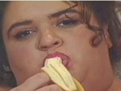 Heavyweight Plumper Babe Teasing While Eating Banana