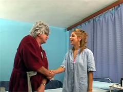 Dirty Teenage Nurse Humping A Naughty Grandpa With A Wig